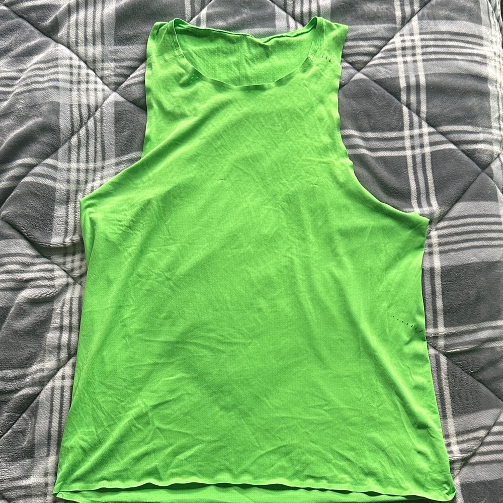 Lululemon Fast and Free Lime Green Blue Tank